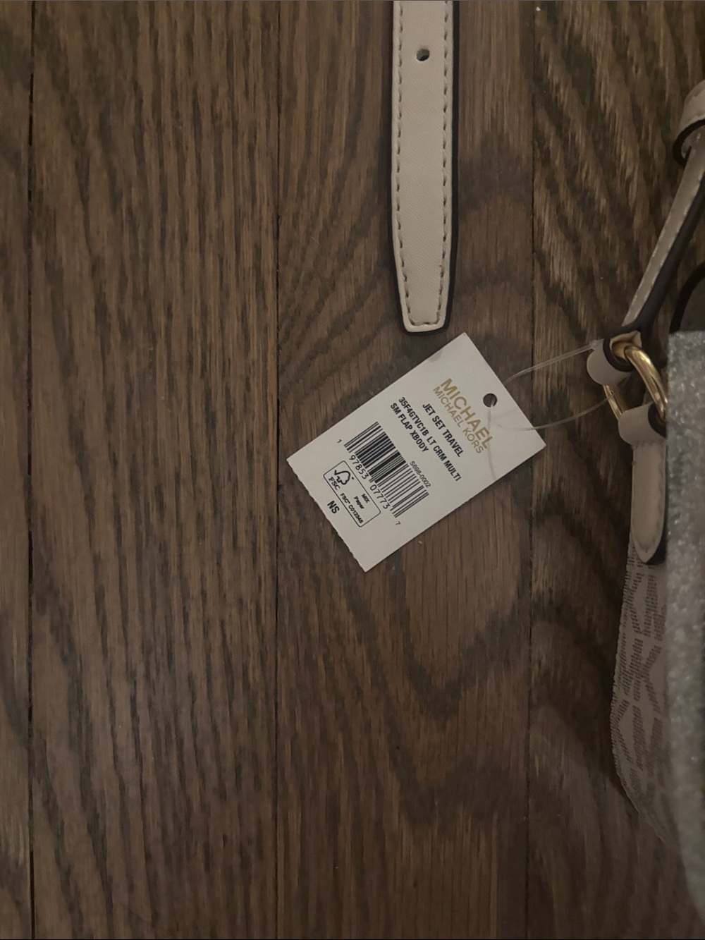 Michael Kors Jet Set Small Beige Cream Crossbody Bag with Signature MK Print - Picture 3 of 5